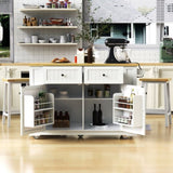 K&K 48 inch Large Kitchen Island with Drop Leaf,Power Outlet,Internal Rack,Rolling Kitchen N707P257057W