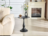 Small metal side table, vintage matte black round side table with a glass top measuring W1151P447641