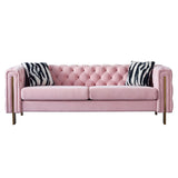 Chesterfield Modern Tufted Velvet Living Room Sofa, 84.25''W Couch,Pink W57947396