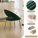 061-Set of 1 Teddy Fabric Chairs With Curved Backrest and Golden Metal Legs for Kitchen or W527P255488