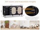 3-door vertical shoe cabinet particle board plastic rattan black frame original wood rattan 99856326