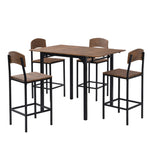 ZUN TOPMAX Farmhouse 5-piece Counter Height Drop Leaf Dining Table Set with Dining Chairs for 4,Black WF290233AAB