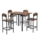 ZUN TOPMAX Farmhouse 5-piece Counter Height Drop Leaf Dining Table Set with Dining Chairs for 4,Black WF290233AAB