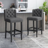 ZUN Vienna Contemporary Fabric Tufted Wingback 31 Inch Counter Stools, Set of 2, Charcoal and Dark Brown 64856.00CHAR