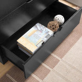 ZUN Modern black five drawer clothes and storage chest cabinet with metal drawer glides B107P173529