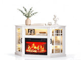 White Corner Fireplace TV Cabinet, 109.5*51*81.3cm, Embossed Particle Board 48588388