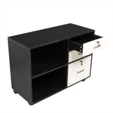 ZUN Wood File Cabinet with 3 Drawer and 2 Open Shelves Office Storage Cabinet with Wheel Printer Stand, 20642769