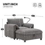 38" Single Sofa with Storage Ottoman, Adjustable Phone Holder, USB Charger, Side Storage Pockets, N723P303462E
