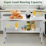 24x60 Inch Stainless Steel Prep Table with Adjustable Undershelf and Galvanized Legs, Heavy-Duty W1422P252476