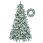 ZUN 7ft Lighted Artificial Christmas Tree with Wreath Set of 2 , Christmas Tree Holiday Decoration, N710P181622F