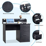 ZUN FCH 110*50*95cm Particleboard Paste Triamine Desktop Storage Layer Three Drawers Computer Desk Black 13565544