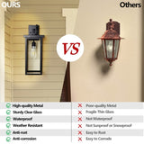 Set of 2 Modern Outdoor Wall Lanterns with Black Metal Frame and Clear Glass, Ambient light W1340P206650