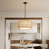 ZUN Farmhouse Pendant Light with Adjustable Height, Boho Woven Jute Rope Hanging Ceiling Light Fixture, W1340P241301