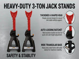 3 Ton Jack Stands Pair, HeavyDuty Adjustable Steel Car Jack Stands with Locking Pin, Safety Lifting 35123553