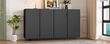 TREXM 4 Wavy Doors Ample Storage Space Sideboard with Adjustable Shelves and Retro Copper Handles N715P183992B