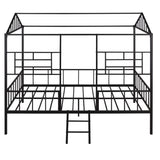 ZUN Metal House Bed Frame Full Size with Slatted Support No Box Spring Needed Black MF289094AAB