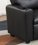 ZUN Marisa 22" Black PU Leather Kids Recliner Chair with Cupholder B061110700