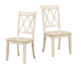 ZUN Casual White Finish Side Chairs Set of 2 Pine Veneer Transitional Double-X Back Design Dining Room B01143553