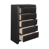 ZUN Modern Style 5-Drawers Chest 1pc Espresso Finish Wooden Bedroom Furniture Home B011P222850