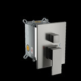 Dual Shower Head - 10 Inch Wall Mounted Square Shower System with Rough-in Valve, Brushed Nickel W124381742