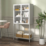 ZUN 59"H Heavy Duty Metal Storage Cabinet, Display Storage Cabinet with Glass Doors and 2 Adjustable W2735P186331