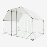 ZUN 9.94 ft. x 6.46 ft. x 6.36 ft. Metal Large Chicken Coop Walk-in Poultry Cage Run Flat Shaped with W2505P176604