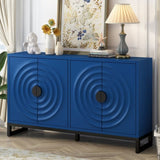 U-Style Storage Cabinet Sideboard Wooden Cabinet with Stunning Water Wave Door Design, Rubberwood N711P205934V