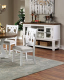 ZUN Lavish Design Distressed White 2pcs Dining Chairs Only, Gray Padded Fabric Seat Dining Room Kitchen B011111836