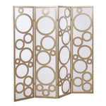 ZUN Arvada 4-Panel Wood Room Divider with Circle Pattern, Gold T2574P165156