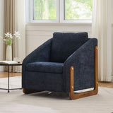 057-Set of 1 Chenille Fabric Modern Upholstered Armchair with Wooden Side Frame , Accent Leisure W527P239829