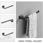 ZUN 4-Piece Matte Black Bathroom Set Towel Ring, Toilet Paper Holder, Towel Hook, and 24" Towel Bar W1920P202378