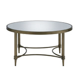 ZUN ACME Aditya Coffee Table, Mirrored & Antique Brass Finish LV02735