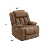 Pacay Brown Leather Aire Power Motion Recliner with Lift, Heating & Massage Function B2726P245483
