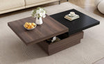 ZUN U-Can Rotatable Top Coffee Table, Modern Square Coffee Table with Wood Grain N724P195145B