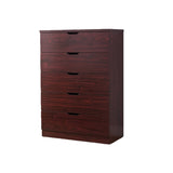 ZUN 5 Drawer Bedroom Dresser, Home Chest Cabinet with Cut-Out Handles, Mahogany B107131018