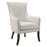 Classic Luxury Quilted Accent Chair 1pc Beige Upholstery Nailhead Trim Foam Seat Cushion Solid Wood B011P315637