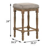 Beige and Weathered Oak Nailhead Trim Counter Height Stools B062P181300
