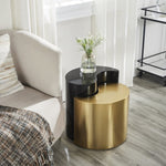 ZUN Ying Yang Modern & Contemporary Style 2PC End Table Made with Iron Sheet Frame in Black & Gold B009140742