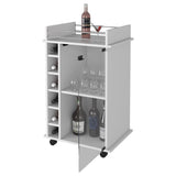 Dukat Bar Cart,Two Shelves, Six Built-in Wine Rack, Four Casters -White B20091850