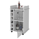 ZUN Dukat Bar Cart,Two Shelves, Six Built-in Wine Rack, Four Casters -White B20091850