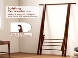 Solid Rubber Wood Folding Coat Rack, A-Frame Standing Clothes Rack with Bottom Storage Shelf 47060129