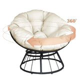 Papasan Wicker Rattan Chair Indoor, 360-Degree Swivel Saucer Chair with Fluffy Cushion,Deep Seating W1889113568