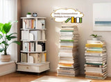 5 Tier Rotating Bookshelf, 360&deg Display Round Spinning Bookshelf with Wheels and Drawer, 05327694