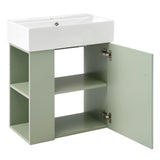 ZUN [Video]21.6 inch Modern Floating Bathroom Vanity with Ceramic Basin - Perfect for Small Bathrooms, N729P170390F