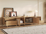 Boho TV Stand for 65, 75, 85 Inch TV, Entertainment Center with Open Storage and Drawers, Modern N710P339452P