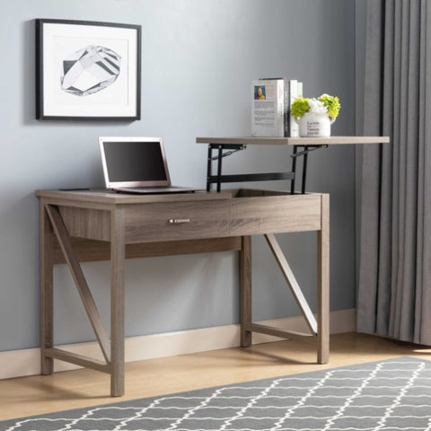 ZUN Home Office Desk, Lift- Top Desk with Drawer, USB/Power Outlet B107130932