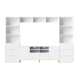 ZUN 4-Piece Entertainment Wall Unit with 13 shelves,8 Drawers and 2 Cabinets, Multifunctional TV Stand 40769163