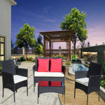 ZUN 4 PC Rattan Patio Furniture Set Outdoor Patio Cushioned Seat Wicker Sofa W209P149123