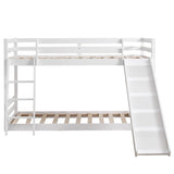 Elevated Cross Guard Rail with Slide Twin Pine Wooden Bed White 41427487