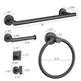 ZUN Matte Black Bathroom Hardware Set – 9-Piece Wall Mounted Towel Bar, Toilet Paper Holder, and Towel W1920P234178